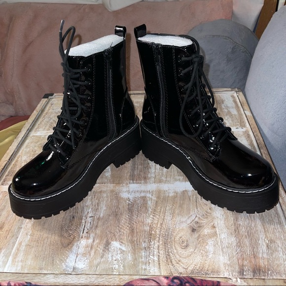 Black Patent Platform Boots - Picture 6 of 9